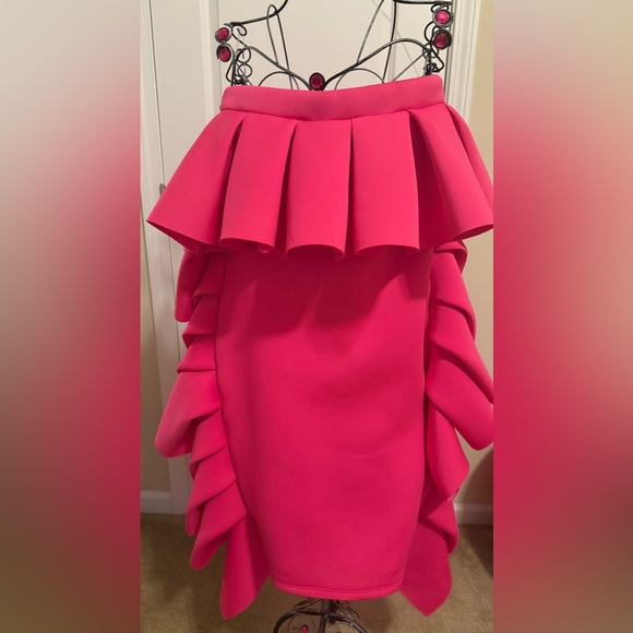 Strapless Pink Ruffle Dress - Picture 1 of 3
